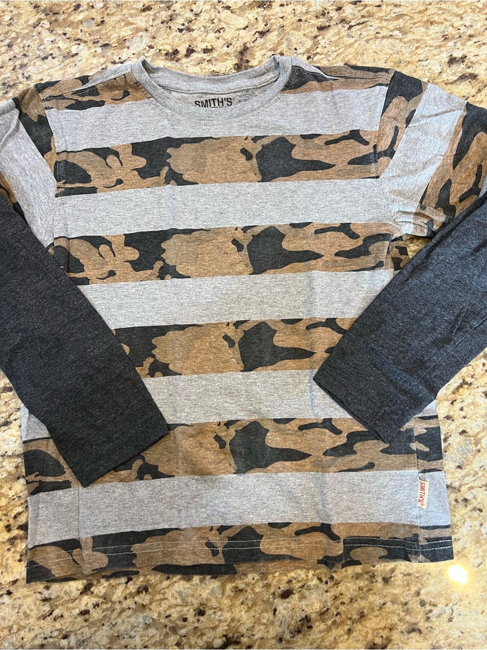 SMITH Kids Long Sleeve Camo Stripe Tee - Gray & Brown & Black